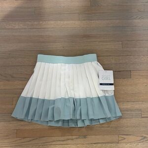 Athleta White and Blue Pleated Mini Skirt